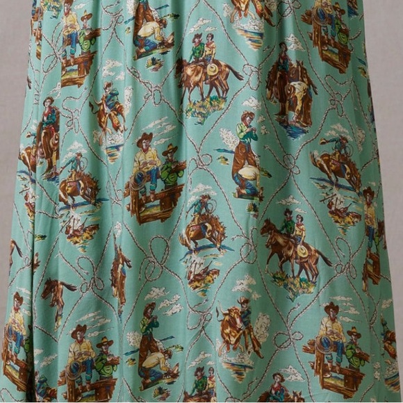 Double D Ranch Romance & Rustlers Western Printed Beaded Midi A-Line Skirt NWT - Picture 11 of 13